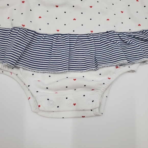 Little Me Sailboat Polkadot Hearts Onesie Hat Matching Set Ruffles White - Picture 3 of 6